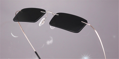 Narrow rectangular rimless sunglasses for mens