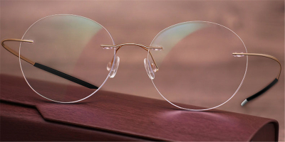 Super Light Oval Titanium Frameless Glasses, Gold 52mm