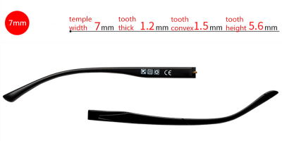 Eyeglasses temple for eyeglasses replacement 7.0 mm 