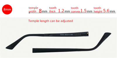 Adjustable Eyeglasses temple for eyeglasses repair 8.0 mm width