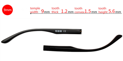 Eyeglasses temple for eyeglasses replacement 9.0 mm 