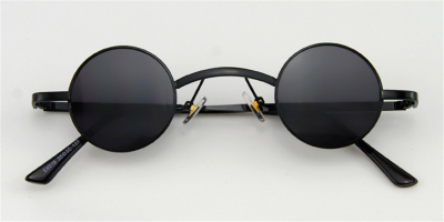 Prescription Designer Sunglasses, Super Small Round, Black