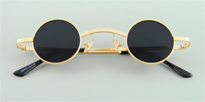 Prescription Designer Sunglasses, Super Small Round, Golden