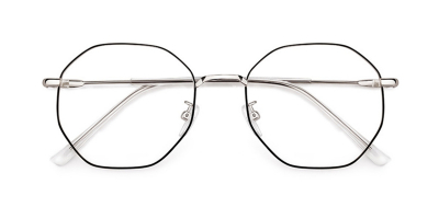 Octagonal Bifocal Lenses glasses, Silver, Black