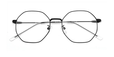 Thin Metal Unique Octagonal glasses, Black