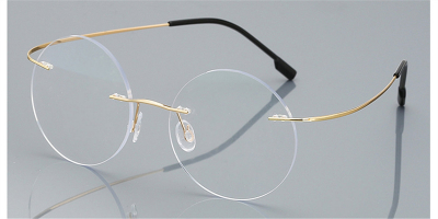 Round Glasses for Men Titanium Rimless, golden
