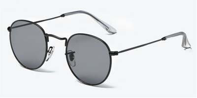 Round glasses with thin black frame accommodate prescription sunglasses 