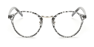 White andblack Browline Round Glasses for Oblong Face
