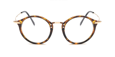Tortoise Browline Round Glasses for Oblong Face
