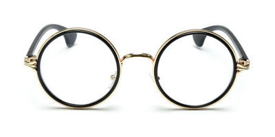 Round Eyeglasses Black Golden Round Frame