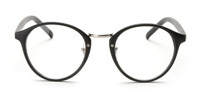 Mettle Black Browline Round Glasses for Oblong Face