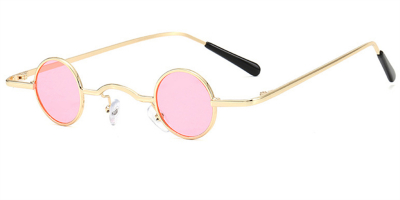 Super Small Round Sunglasses for Men, Pink Lenses