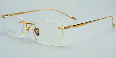 Gold Rectangular Titanium Rimless Glasses | Limited Editions