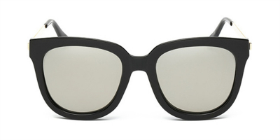 Oversized polarized wayfarer sunglasses, Silver Lenses