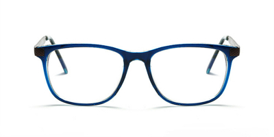 Blue Rectangle Glasses for Round Face