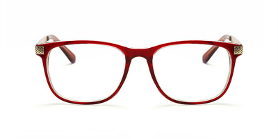 Red rectangle glasses for round face