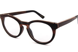 Round Browline Wooden Glasses Frames for a Narrow Forehead 
