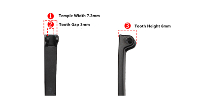 Double tooth eyeglasses temple for eyeglasses temple repair 7.2 mm