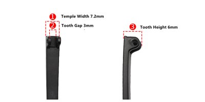 Double tooth eyeglasses temple for eyeglasses temple repair 7.2 mm