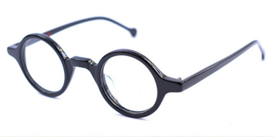 Super Small Round glasses for men Crystal Black