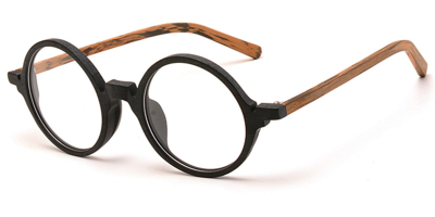 Round glasses for men Woodgrain Glasses Black Brown