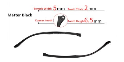 Eyeglasses replacement temple arms, 5 mm width