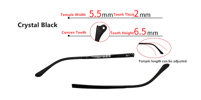 Eyeglasses replacement temple arms, 5.5 mm width