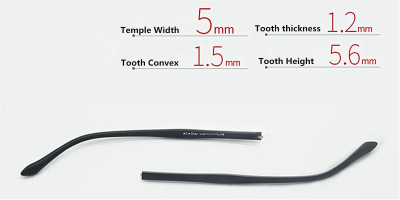 Replacement temples for glasses, width 5mm
