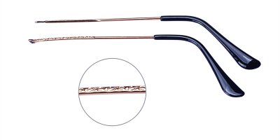Eyeglass replacement temple arms golden caved pattern