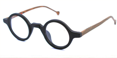 Acetate Vintage Small Round Glasses for Men, Wood Grain