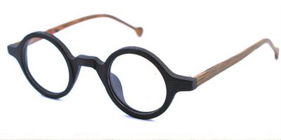 Acetate Vintage Small Round Glasses for Men, Wood Grain