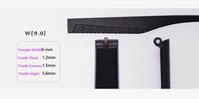 Eyeglasses temple for eyeglasses replacement 9mm