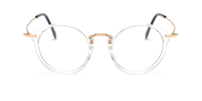 Browline Round Glasses for Oblong Face, Clear Frame