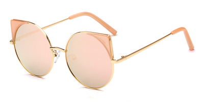 Prescription Round Cat Eye Sunglasses, Pink Lenses