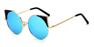 Polarized Round Cat Eye Sunglasses, Blue Lenses