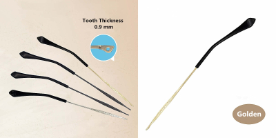 Replacement temples for glasses, caved pattern, Golden