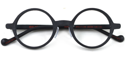 Small Round glasses for men Black wood grain 