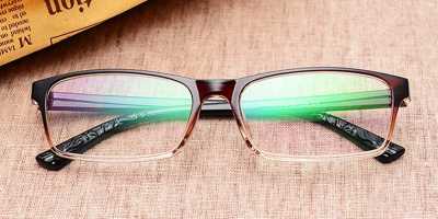 Elastic Plastic Rectangular Glasses, Crysral Brown 