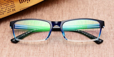Elastic Plastic Rectangular Glasses, Crysral Blue 