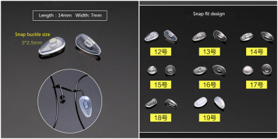Parts of glasses-Silicon Nose Pads on glasses  14mm * 7mm