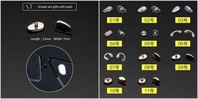 2 Pair of Silver nose pads for glasses silicon 13*7mm