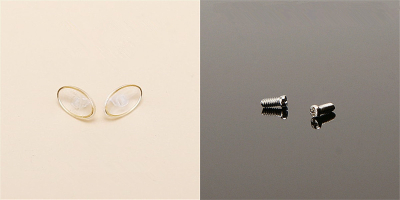 Clear Screw in Nose Pads with Golden Edage
