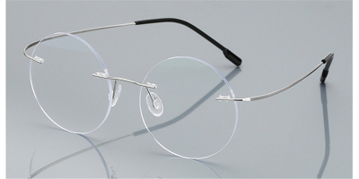 Round Glasses for Men Titanium Rimless  Silver Frame