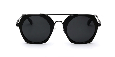 Black Prescription Hexagon Hipster Sunglasses