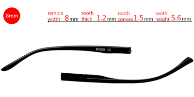 Eyeglasses temple for eyeglasses repair 8.0 mm width