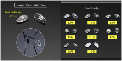 Parts of glasses-Silicon Nose Pads on glasses  13mm * 7mm