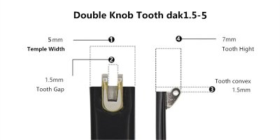 Replacement temples for glasses, double tooth, 5mm