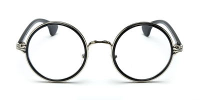 Round Glasses Frames Black Silver 