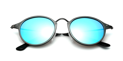 Mirror Sunglass with Gray Frame Blue Lenses
