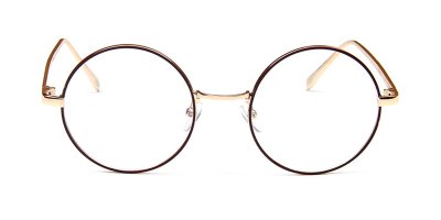 No line bifocals reading glasses, brown golden round